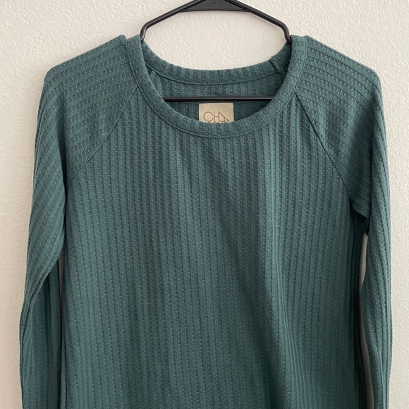 Chaser Women’s Lightweight Ribbed Sweater Size Small Green Long Sleeve Pullover - Picture 2 of 4